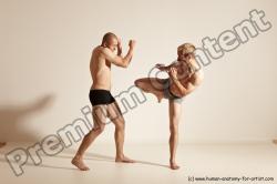 Underwear Martial art Man - Man White Moving poses Athletic Short Blond Dynamic poses Academic